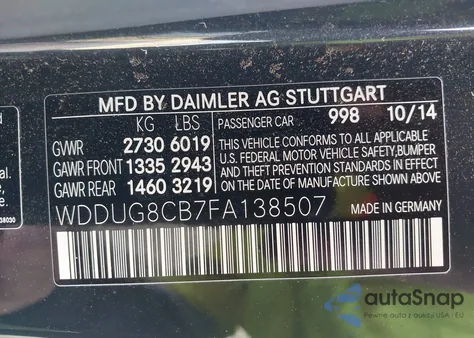 2015 Mercedes-Benz S 550 из США, поврежденный, VIN WDDUG8CB7FA138507